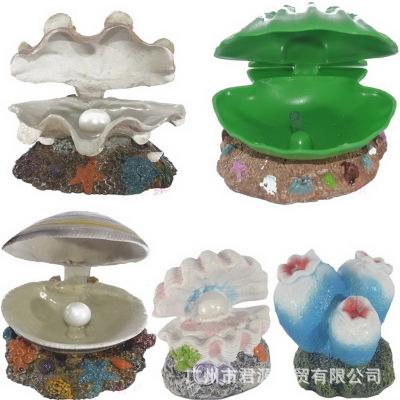 批发鱼缸装饰品套餐水族箱造景鱼池假山城堡气动树脂波浪珍珠贝壳
