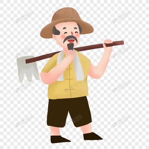 手绘/卡通元素 扛着锄头的农民.png 860_860
