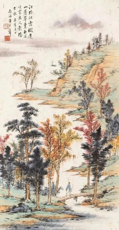 国画欣赏秋之美美在画家笔下的秋林红叶