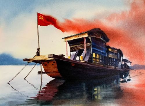 水彩南湖红船| 庆祝建党100周年_水彩画_教程_水彩画教程_文化_绘画