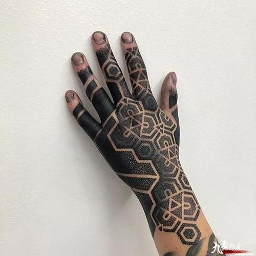 经典黑灰 手背 纹身手稿