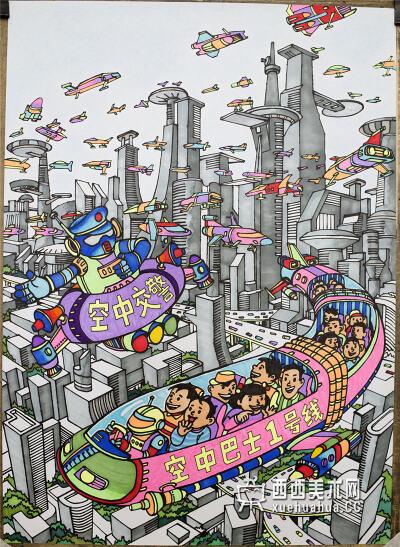 科幻画未来城市手抄报 科幻画手抄报