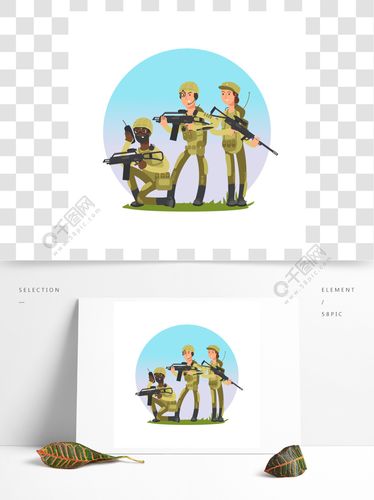 男性和女性漫画人物小组战士传染媒介例证军事男女卡通人物2年前发布