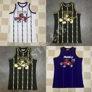 多伦多猛龙队tmac 复古密绣篮球服麦迪1号卡特15号黑金白蓝色球衣