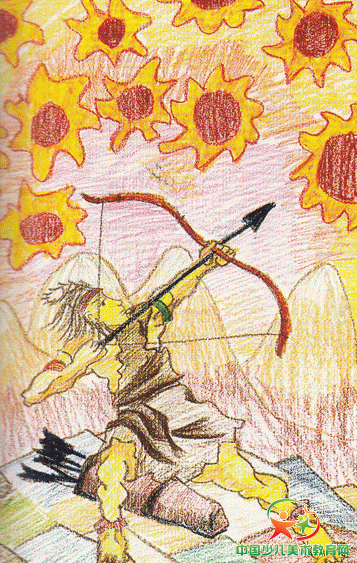 少儿油画棒绘画知识--后羿射日