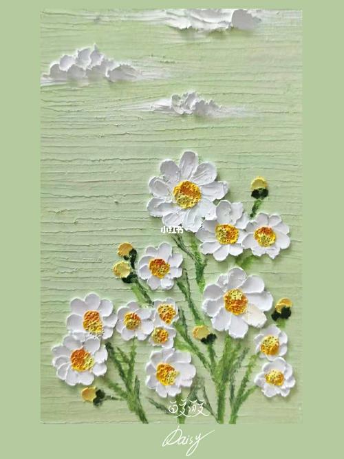 油画棒原创练习-小雏菊(附步骤图)_油画棒_小雏菊_临摹_文化_绘画
