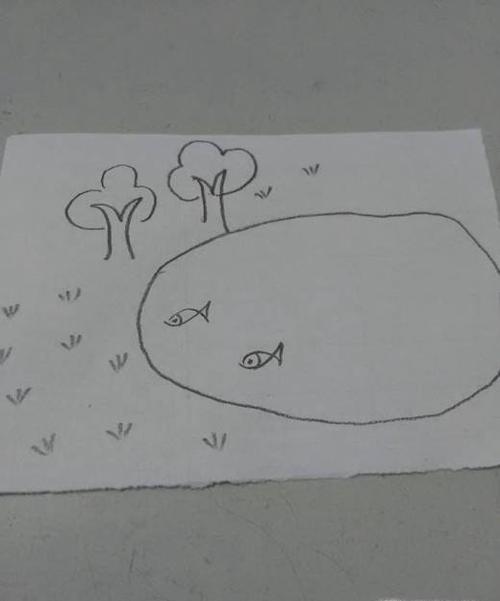 美丽的小池塘简笔画画法