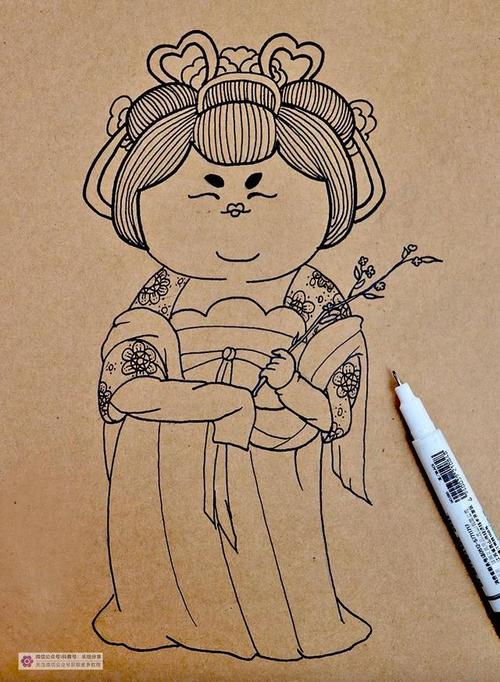 儿童画教程丰腴之美卡通画唐代仕女