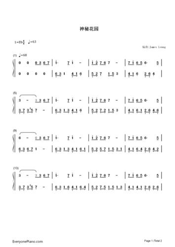 song from a secret garden-secret garden-钢琴谱