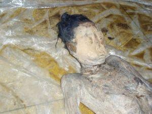 明代不腐女尸乌黑发亮的头发.