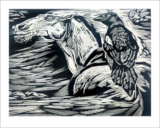 《伙伴》 黑白木刻 38cmx29cm