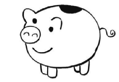 储钱罐小猪简笔画 简笔画图片大全-蒲城教育文学网