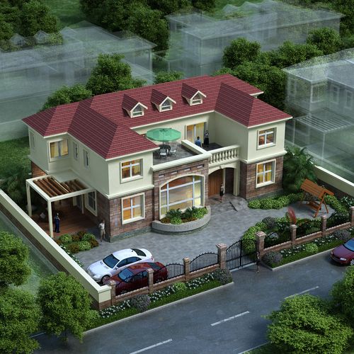 别墅建筑设计图纸效果图欧式建房平面图华府