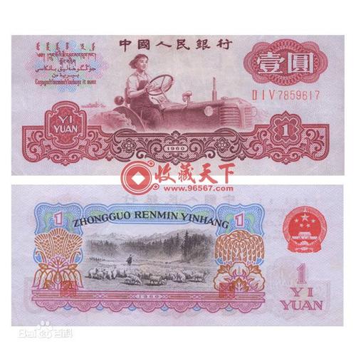 第三套人民币1元(一元)古币水印