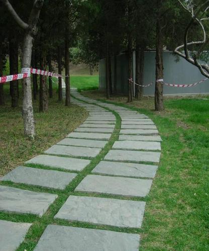 工厂批发广东江门地区绿色天然青石板绿锈青石板小区人行道青石板