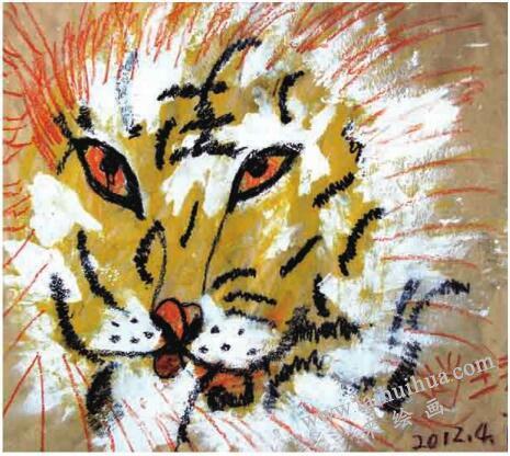 威猛的老虎儿童画作品图片