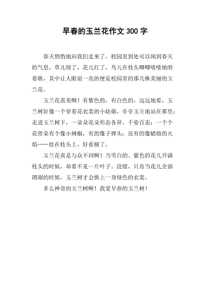 早春的玉兰花作文300字