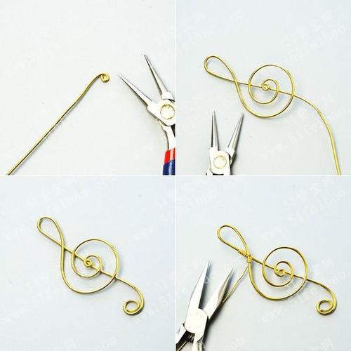 首饰金属绕线教程,金属丝吊坠音符项链的做法图解