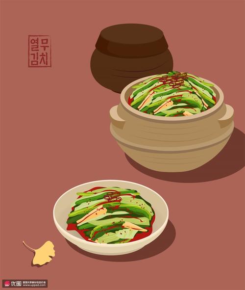 彩色手绘腌制泡菜坛子腌菜美食插画