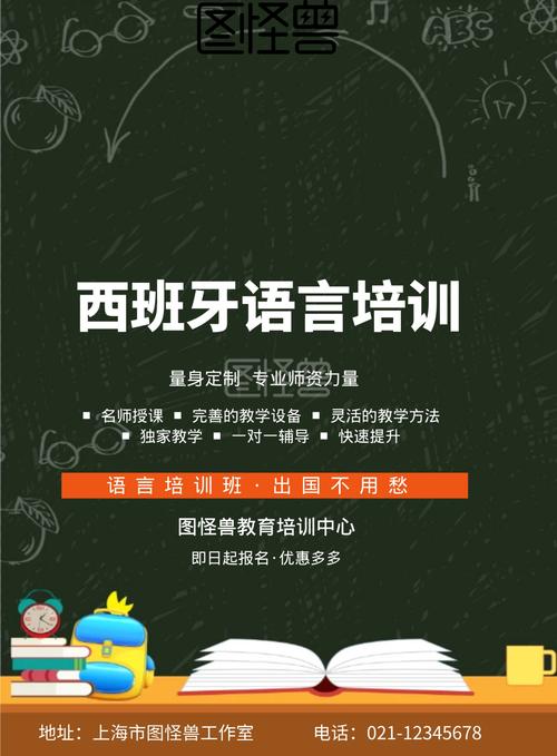 西班牙语言培训宣传海报