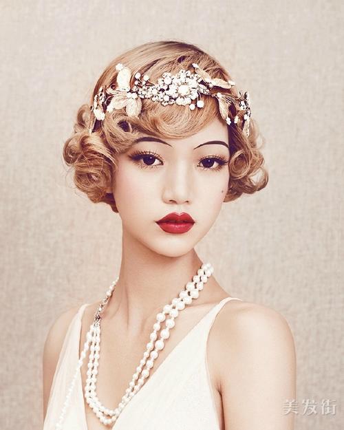 欧美复古盘发 复古发型女