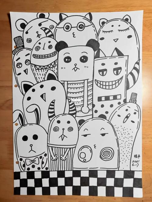 最近喜欢上小怪物线描,安静地画画真是一种享受_绘画