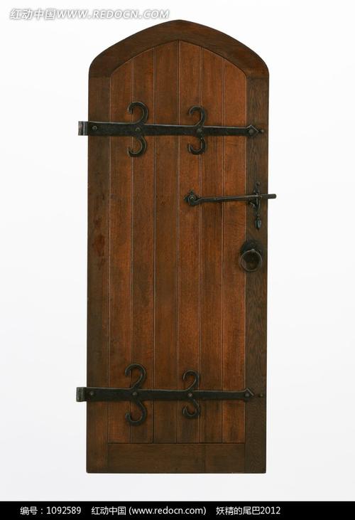 拱形褐色木门图片
