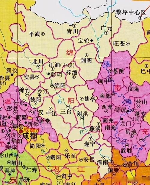 盐亭县区位图 新成立后盐亭县内行政区划变动沿革