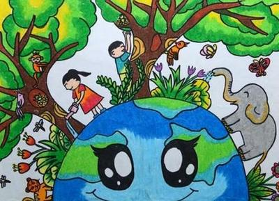 剪纸画植树节小学