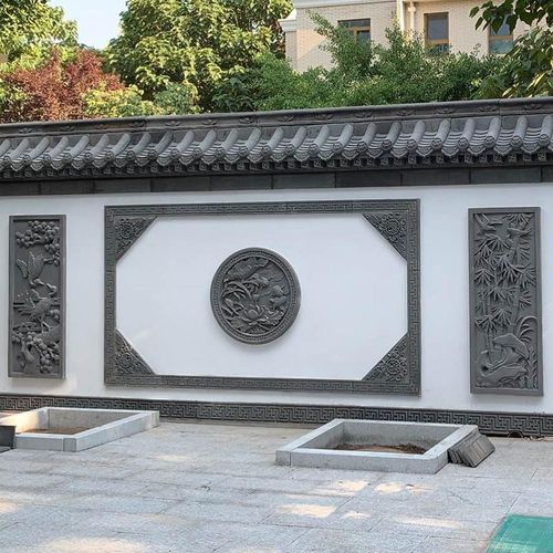 庭院浮雕福青砖装饰四合院照壁字墙中式影壁古建圆形