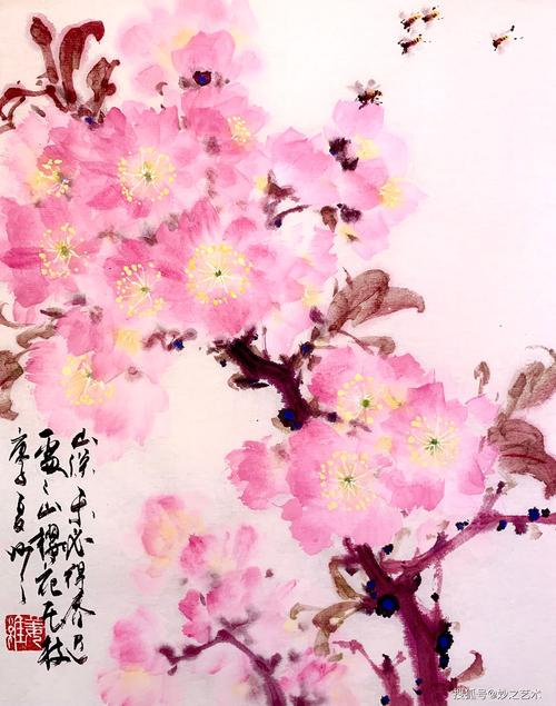 妙之写意国画樱花