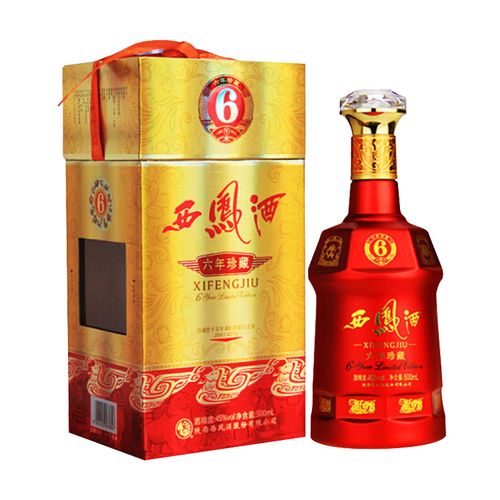 1瓶国产白酒送礼礼盒婚宴婚庆西凤酒6年六年珍藏45度凤香型500ml