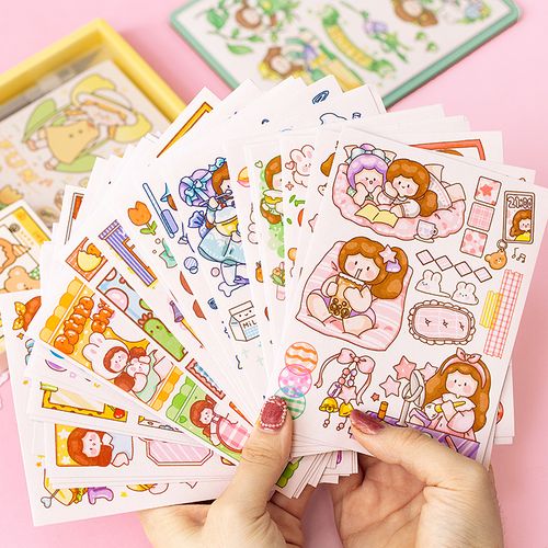 手帐可爱贴纸少女切割笔刀手工用手套装一本贴纸
