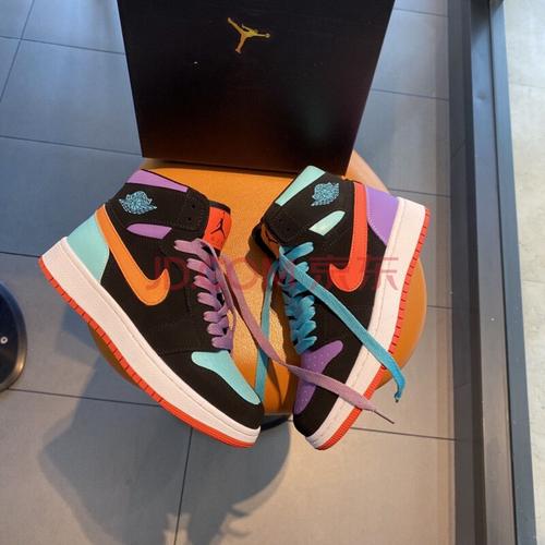 高帮鞋女2020秋冬新款糖果色aj彩色鸳鸯休闲风鞋女加绒百搭潮鞋 鸳鸯