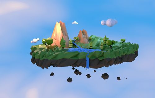 c4d 悬浮山头