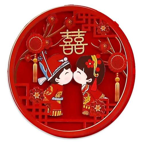 影楼古装秀禾婚纱摄影道具立体喜字复古背景布类