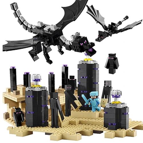 我的世界积木末影龙人仔玩偶公仔村庄民模型凋零儿童益智拼装玩具