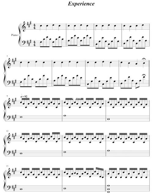 高清钢琴谱"experience"_钢琴谱_娱乐_音乐