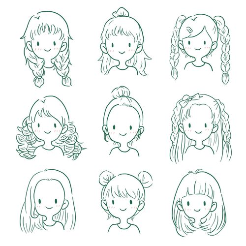 【插画练习】临摹女孩发型练习-2_插画_发型_简笔画_ipad pro_画画_我