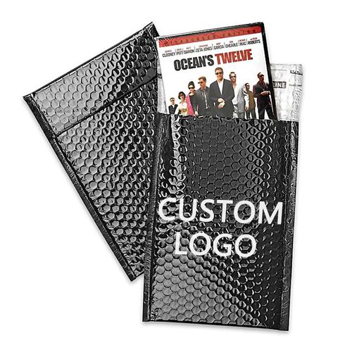 multicolor matte black bubble poly mailer with designs