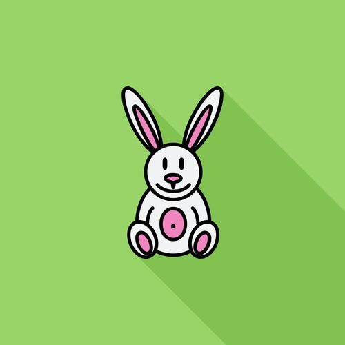 兔子,玩具,象征,矢量,长,影子,移动,罐,标识,象形图