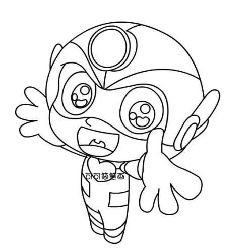 开心超人简笔画,卡通简笔画,卡通动漫人物简笔画.