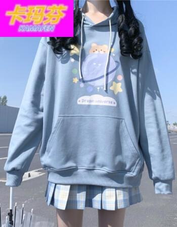 卫衣女春秋学生小个子百搭宽松上衣外套青少女闺蜜装初高中学生女生