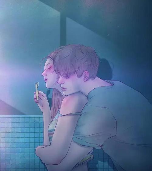 【16】 在她刷牙洗漱的时候, 从背后给她一个温暖的拥抱.