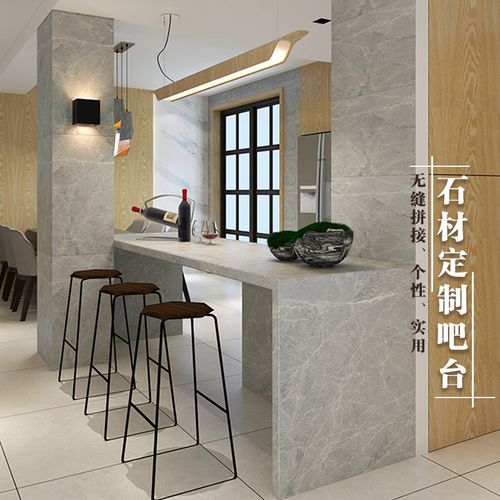 大理石吧台家用北欧公司前台收银台人造石台面定制厨房石英石中岛