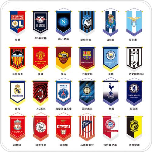 利物浦热刺欧冠皇马巴萨尤文曼联曼城拜仁切尔西米兰足球锦旗队旗