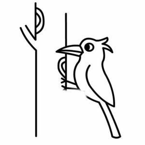 小鸟在草地上捉虫子的简笔画