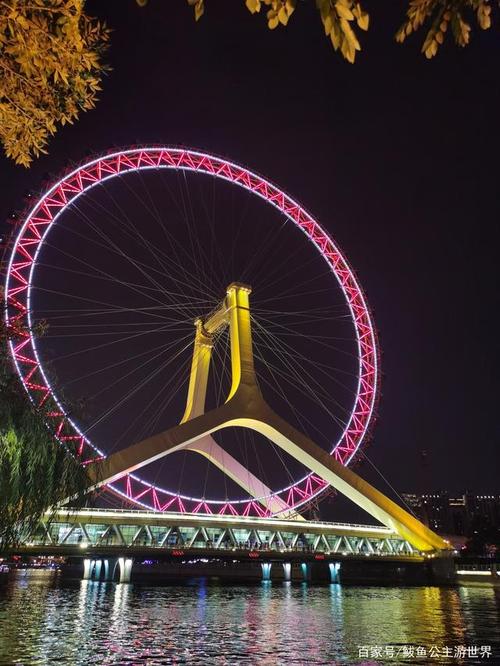 夜色中的天津之眼,海河上一颗璀璨的明珠,吸引无数游
