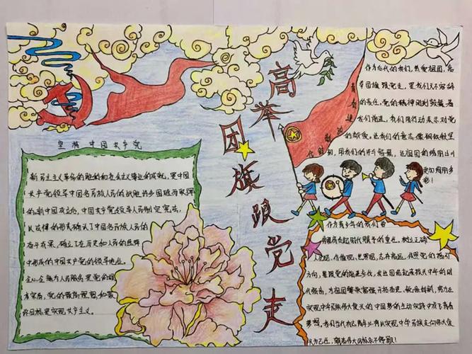 高举团旗跟党走青春建功新时代手抄报
