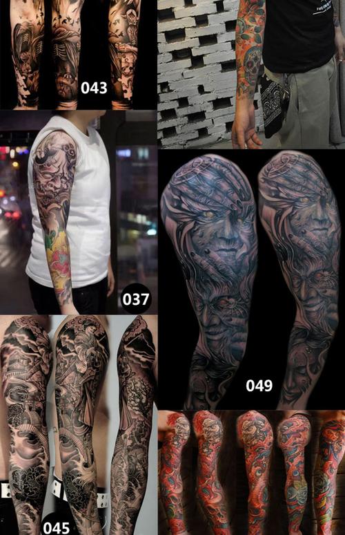 浪莎5全臂送2半臂纹身贴防水男女3d花臂隐形仿真刺青性感纹身贴